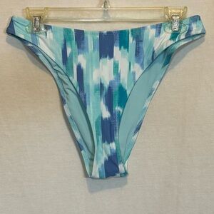 AA-417 Aerie‎ NWT Cheekiest Blue Green & White Summer Swim Bikini Bottoms Size M